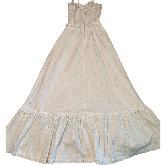 Vintage 1970’s Vicky Vaughn White Cotton Eyelet Ruffled Boho Retro Maxi Dress - Picture 6 of 16